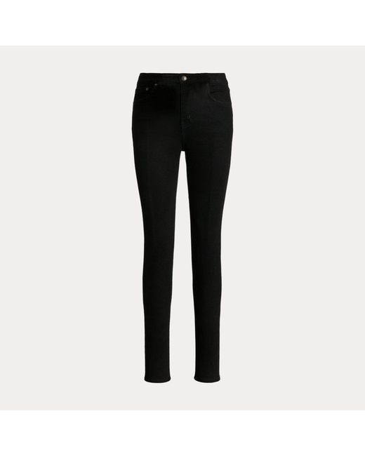 Lauren by Ralph Lauren Enkellange Skinny Jeans Met Hoge Taille in het Black