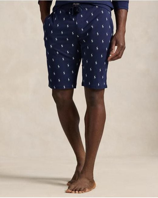 Polo Ralph Lauren Blue Allover Pony Cotton Jersey Sleep Short for men