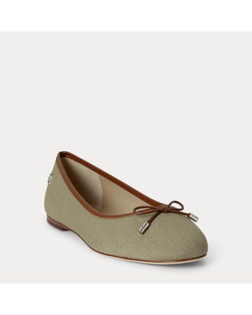 Ralph Lauren Natural Jayna Washed Canvas Flat