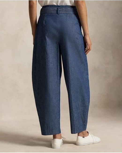 Polo Ralph Lauren Blue Chambray Tapered Wrap Trousers