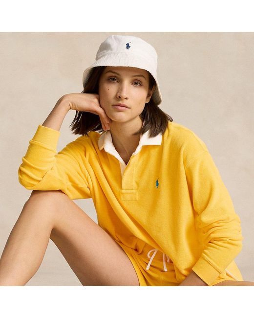 Ralph Lauren Yellow Cropped Terry Rugby Shirt