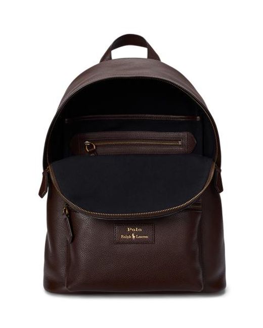Polo Ralph Lauren Brown Pebbled Leather Backpack for men