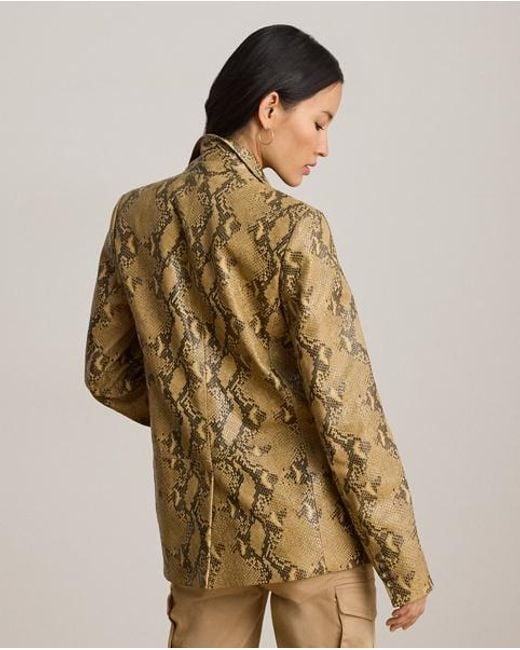 Ralph Lauren Lamsleren Blazer Met Pythonreliëf in het Brown