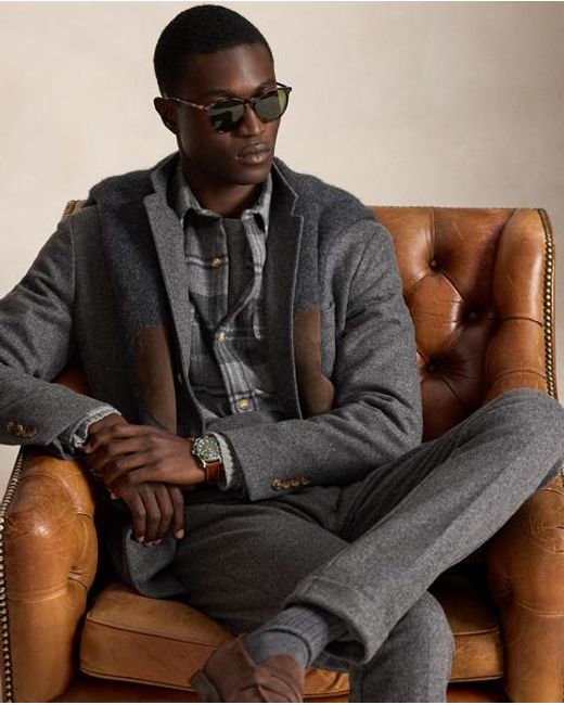 Polo Ralph Lauren Gray Polo Soft Modern Fit Knit Flannel Jacket for men