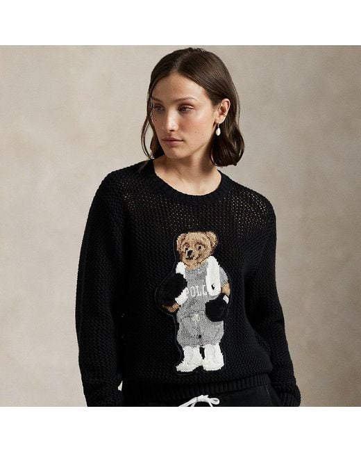 Polo Ralph Lauren Black Polo Bear Cotton Crewneck Jumper