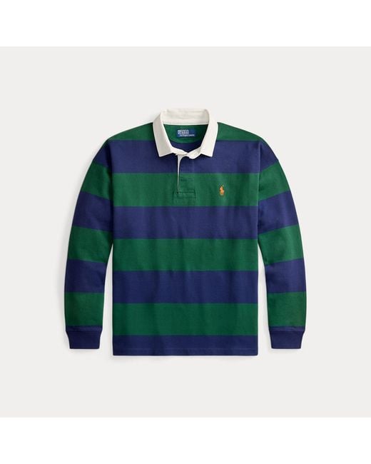 Polo Ralph Lauren Green Big Fit Striped Jersey Rugby Shirt for men
