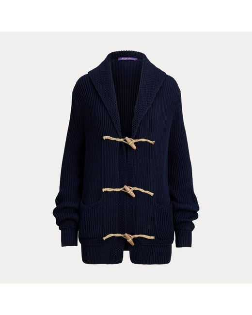 Ralph Lauren Blue Cotton-Silk Shawl-Collar Cardigan