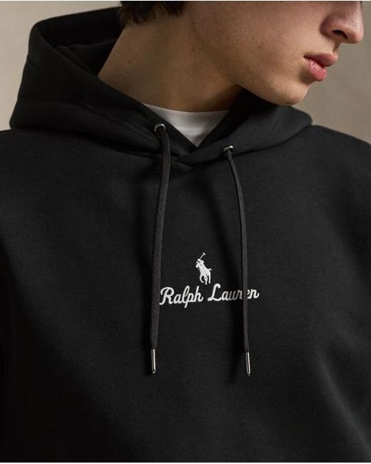 Polo Ralph Lauren Black Logo Double-Knit Hoodie for men