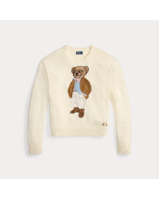 Polo Ralph Lauren Natural Polo Bear Cotton Crewneck Jumper