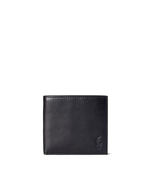 Polo Ralph Lauren Black Pebbled Leather Billfold Wallet for men