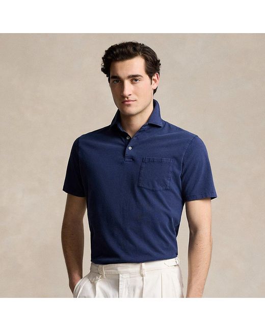 Polo in cotone e lino Classic-Fit di Polo Ralph Lauren in Blue da Uomo
