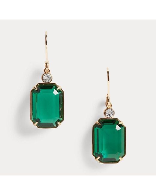Orecchini dorati con pietre e cristalli di Lauren by Ralph Lauren in Green