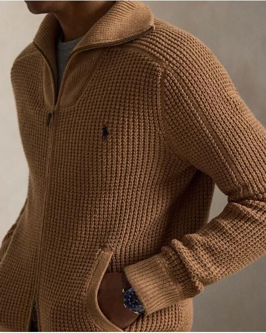 Polo Ralph Lauren Brown Logo-Embroidered Wool-Blend Cardigan for men