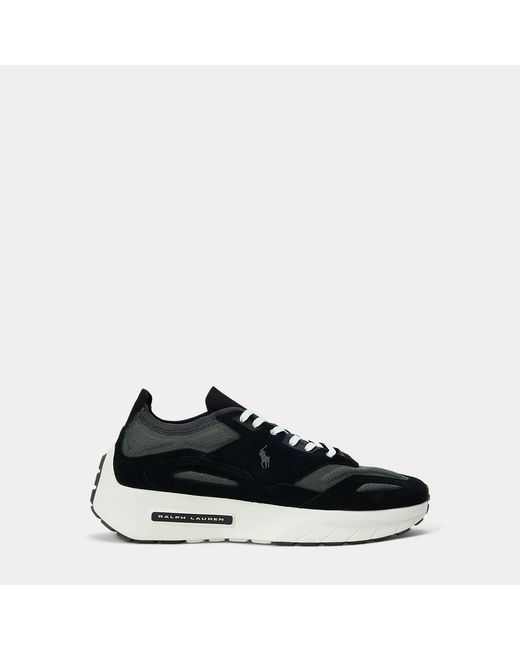 Polo Ralph Lauren Black Boerum Suede-Paneled Knit Sneaker for men