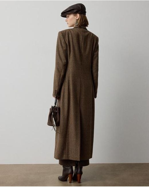 Ralph Lauren Brown Affton Windowpane Pied De Poule Coat