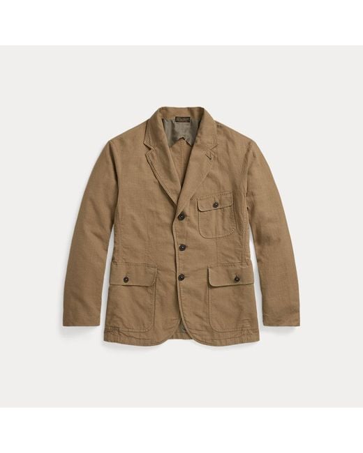 RRL Brown Unconstructed Cotton-Linen Sport Coat for men