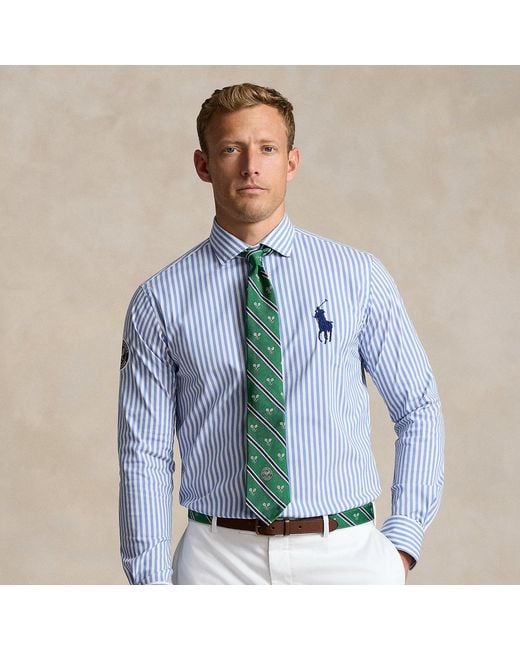 Polo Ralph Lauren Blue Wimbledon Umpire Striped Twill Shirt for men