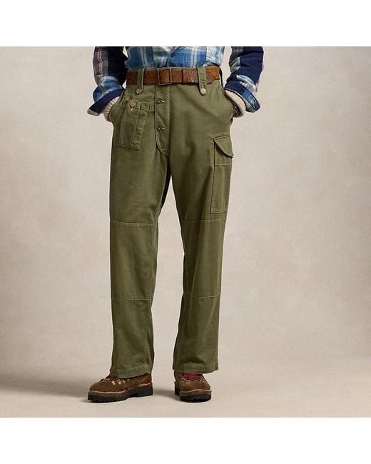 Ralph Lauren Green Relaxed Fit Sateen Cargo Trouser for men