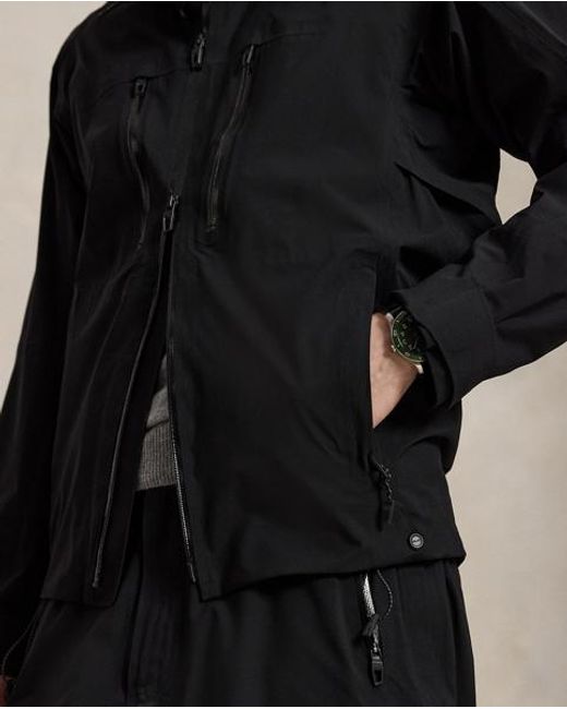 Ralph Lauren Black Hooded Rain Jacket for men