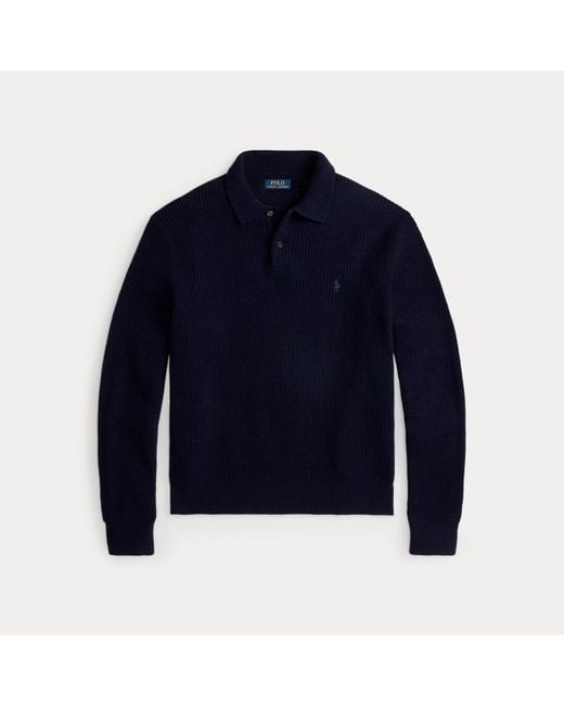 Pull Col Polo Texturé En Laine Et Coton Polo Ralph Lauren pour homme en coloris Blue
