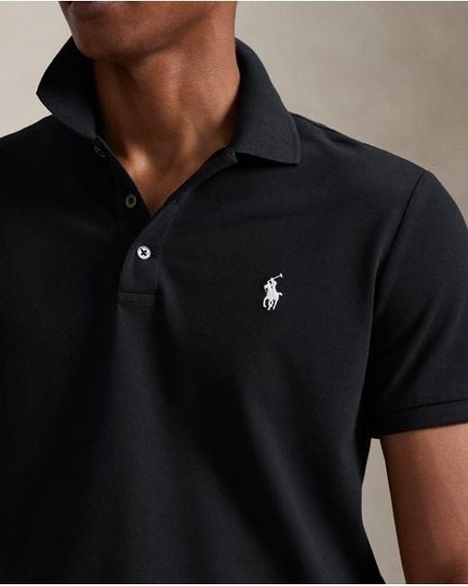 Polo Ralph Lauren Black Custom Slim Fit Stretch Mesh Polo Shirt for men