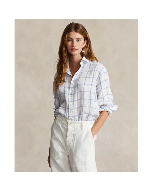 Camisa de lino con cuadros Relaxed Fit Polo Ralph Lauren de color White