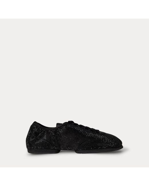 Ralph Lauren Black The Crystal-Satin Pony Ballerina Trainer