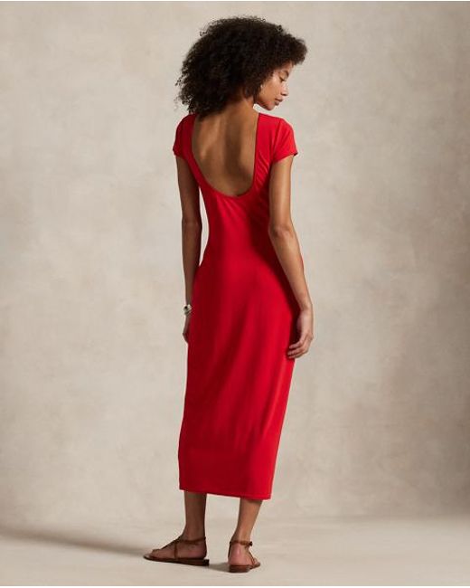 Vestido De Punto Con Espalda En U Polo Ralph Lauren de color Red