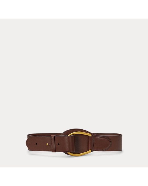 Ralph Lauren Brown Leather Wide Embellished D-ring Belt