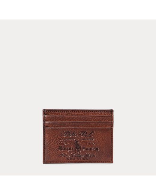 Ralph Lauren Red Heritage Leather Card Case for men