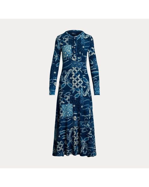Polo Ralph Lauren Patchwork Waffle-Knit Henley Dress in Blue | Lyst UK