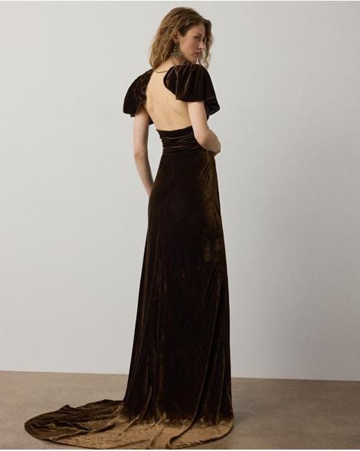 Ralph Lauren Black Charisse Changeant Velvet Evening Dress
