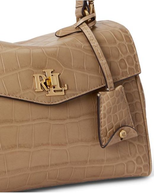 Ralph Lauren Natural Croc-Embossed Small Farrah Soft Satchel