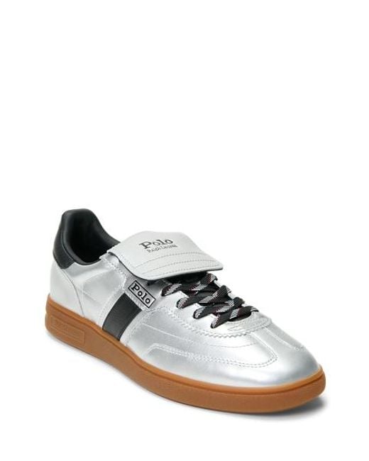 Ralph Lauren Bedford Metallic Leather Trainer