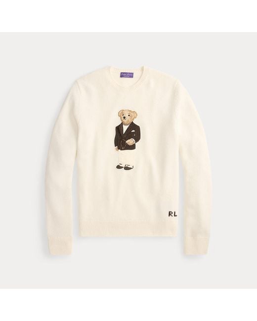 Ralph Lauren Kaschmirpullover Mit Polo Bear in Natural für Herren