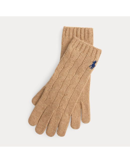 Polo Ralph Lauren Natural Cable-Knit Wool-Cashmere Gloves