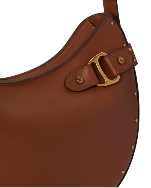 Ralph Lauren Brown Large Tasha Studded Leather Shoulder Bag