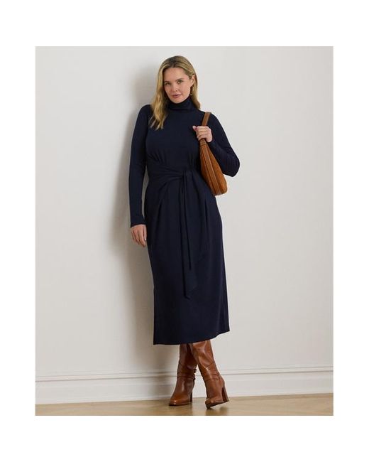 Taglie Plus - Abito dolcevita con fiocco di Ralph Lauren in Blue
