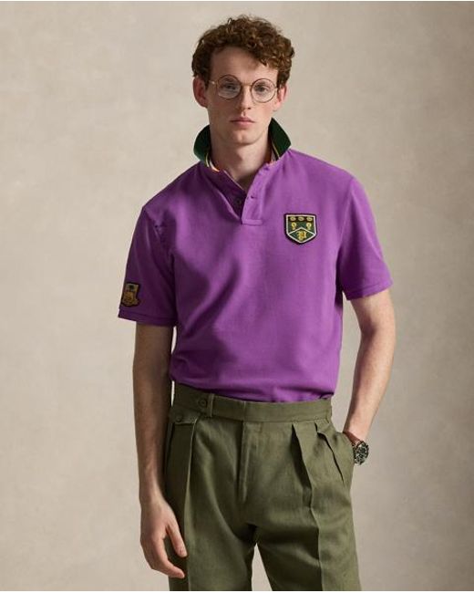 Polo Ralph Lauren Purple Classic Fit Mesh Graphic Polo Shirt for men