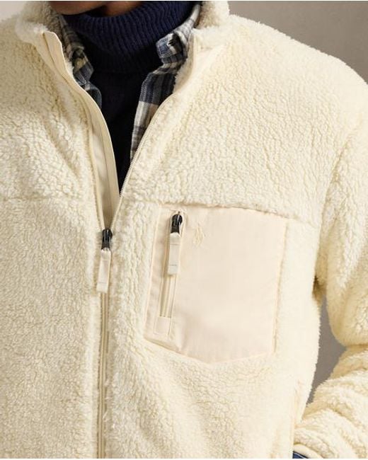 Polo Ralph Lauren Blue Pile Fleece Hybrid Jacket for men
