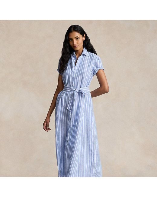 Ralph lauren striped linen top shirtdress