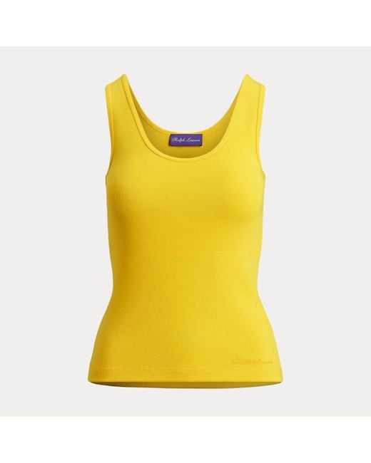 Ralph Lauren Yellow Ellis Rib-Knit Cotton-Blend Tank Top