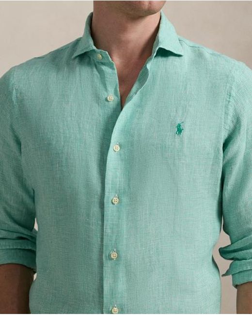 Polo Ralph Lauren Custom Fit Linnen Overhemd in het Green voor heren