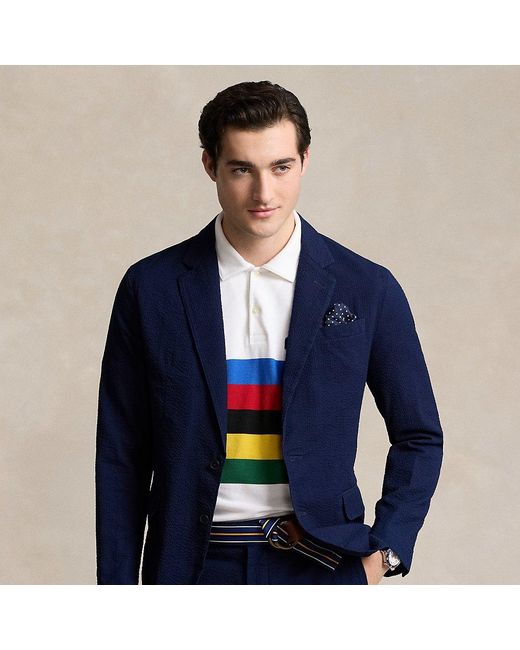 Ralph Lauren Blue Polo Soft Modern Seersucker Suit Jacket for men
