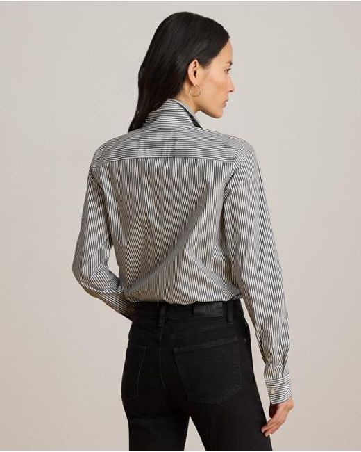 Ralph Lauren Gray Striped Easy Care Cotton Shirt