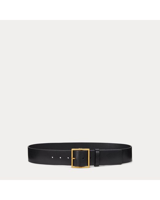 Polo Ralph Lauren Black Square-Buckle Wide Leather Belt