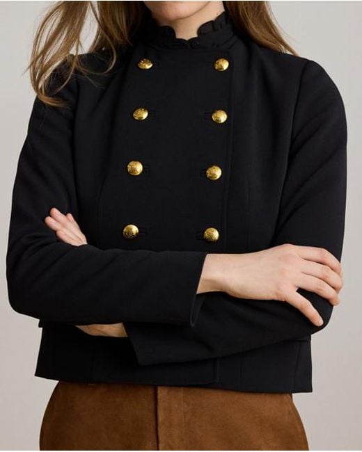 Ralph Lauren Black Double-Breasted Sablé Crepe Jacket