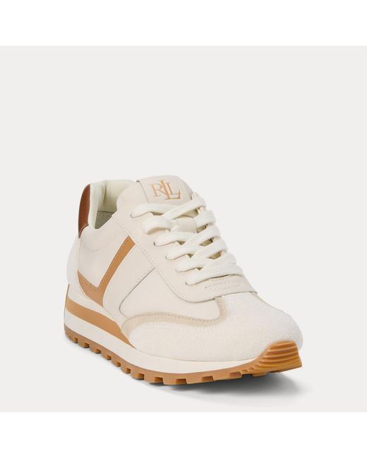 Ralph Lauren Natural Dani Suede & Leather Trainer