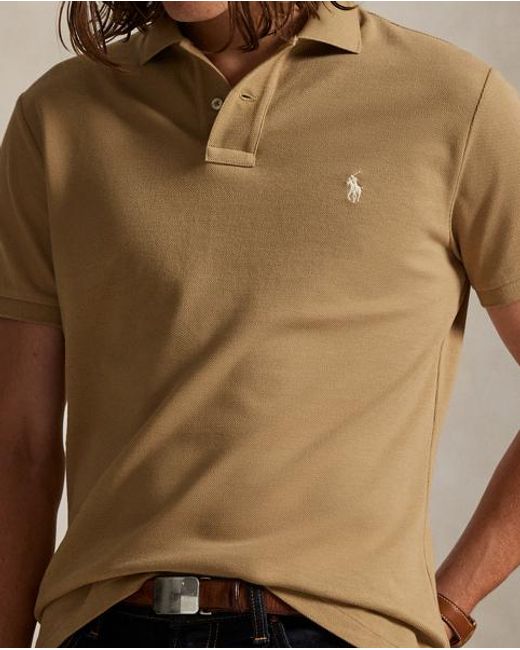 Polo Ralph Lauren Brown Custom Slim Fit Mesh Polo Shirt for men