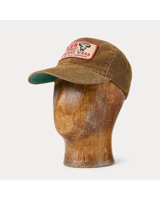 RRL Brown Logo-patch Corduroy Trucker Cap for men